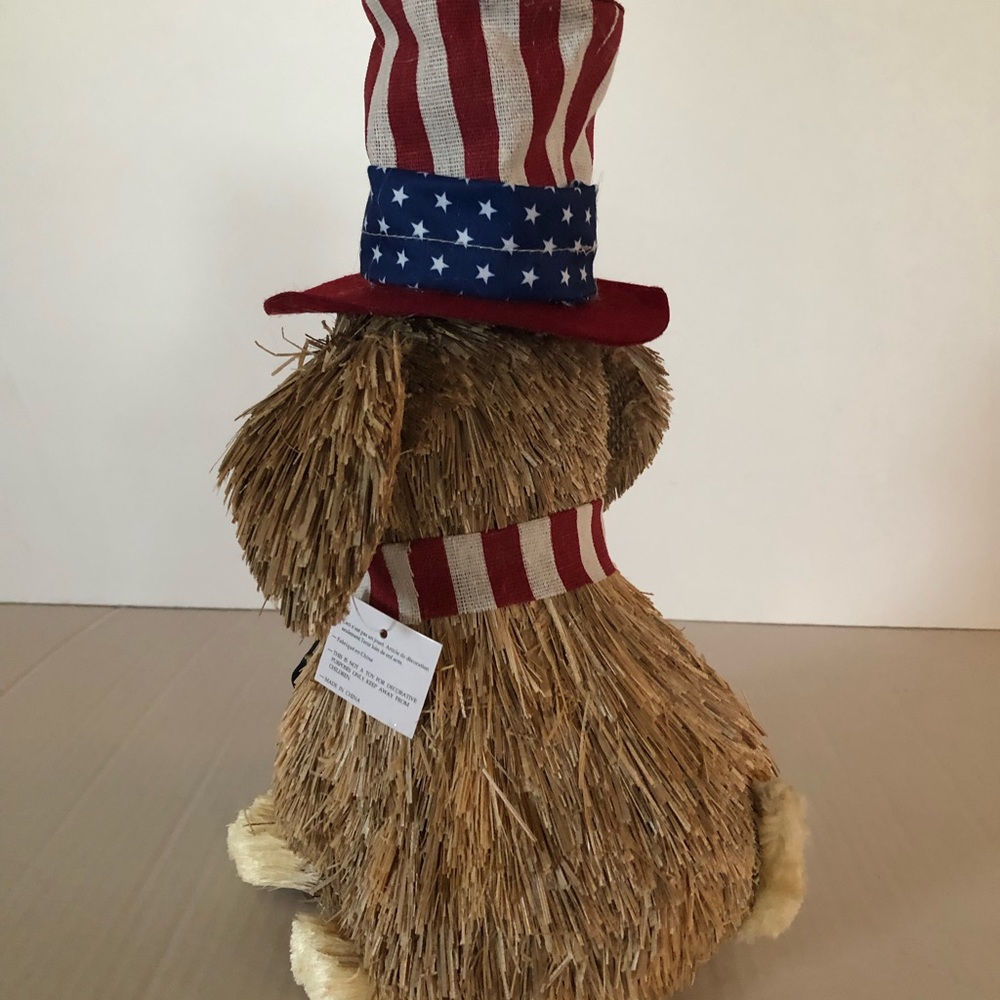 AMERICANA DOG DECOR Straw Fabric Dog 7 X 12 1/2 New - Picture 4 of 7
